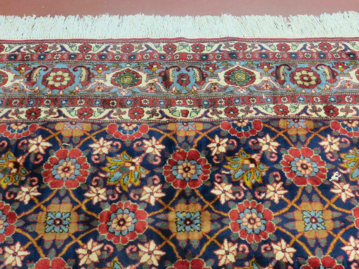 Navy Blue Antique Persian Rug 7x11, Veramin Mina Khani Repeated Allove