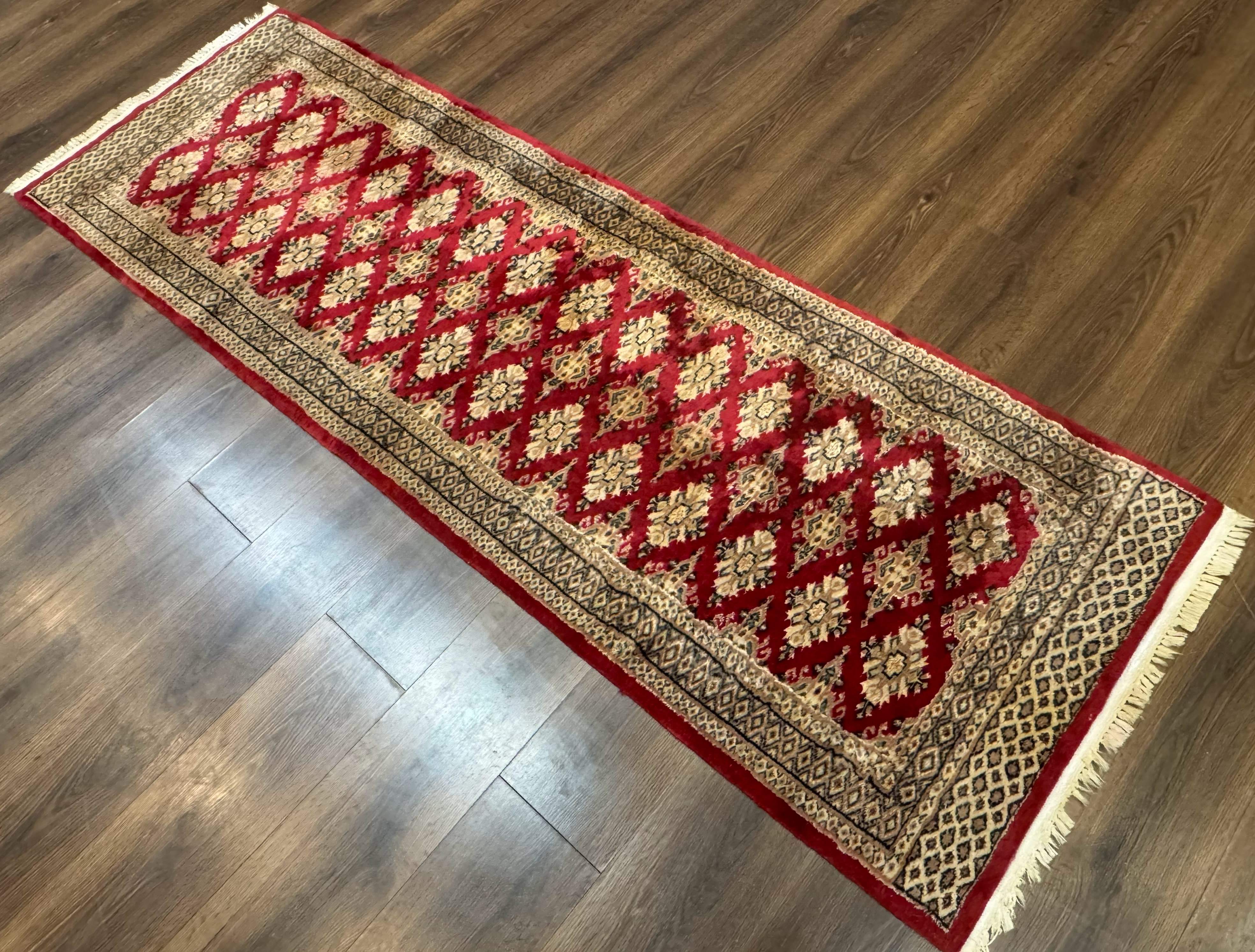 Pakistani Runner Rug 2.8 x 7.6, Red Turkoman Bokhara Runner - Jewel Rugs