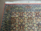 Indo Persian Rug 4x6, Floral Allover, Wool India 4' 2" x 6' 1" in Rust and Navy Blue - 2605J051