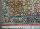 Indo Persian Rug 4x6, Floral Allover, Wool India 4' 2" x 6' 1" in Rust and Navy Blue - 2605J051