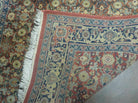 Indo Persian Rug 4x6, Floral Allover, Wool India 4' 2" x 6' 1" in Rust and Navy Blue - 2605J051