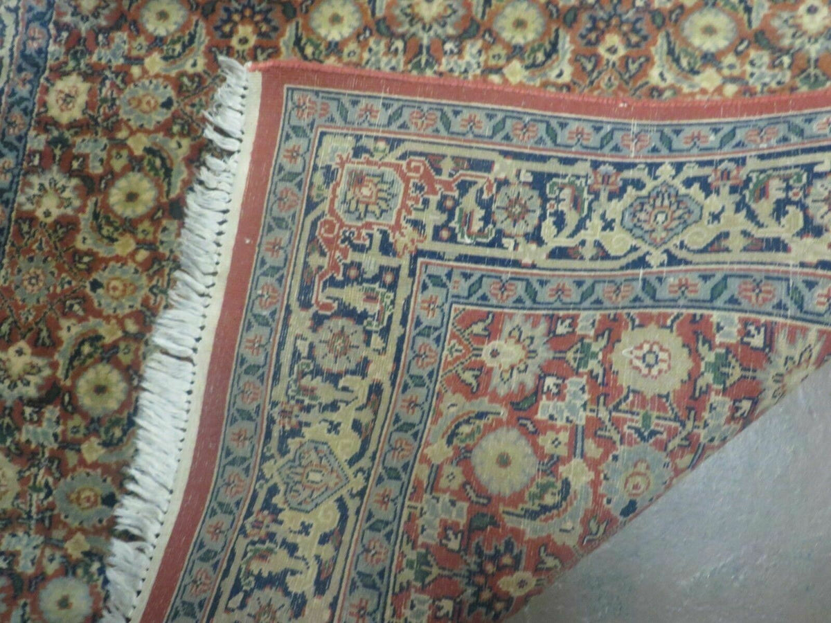 Indo Persian Rug 4x6, Floral Allover, Wool India 4' 2" x 6' 1" in Rust and Navy Blue - 2605J051