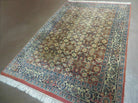 Indo Persian Rug 4x6, Floral Allover, Wool India 4' 2" x 6' 1" in Rust and Navy Blue - 2605J051