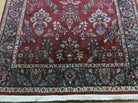 Indo Persian Rug 4x7, Floral India 4' 1" x 6' 6" in Dark Red and Navy - 2605J050