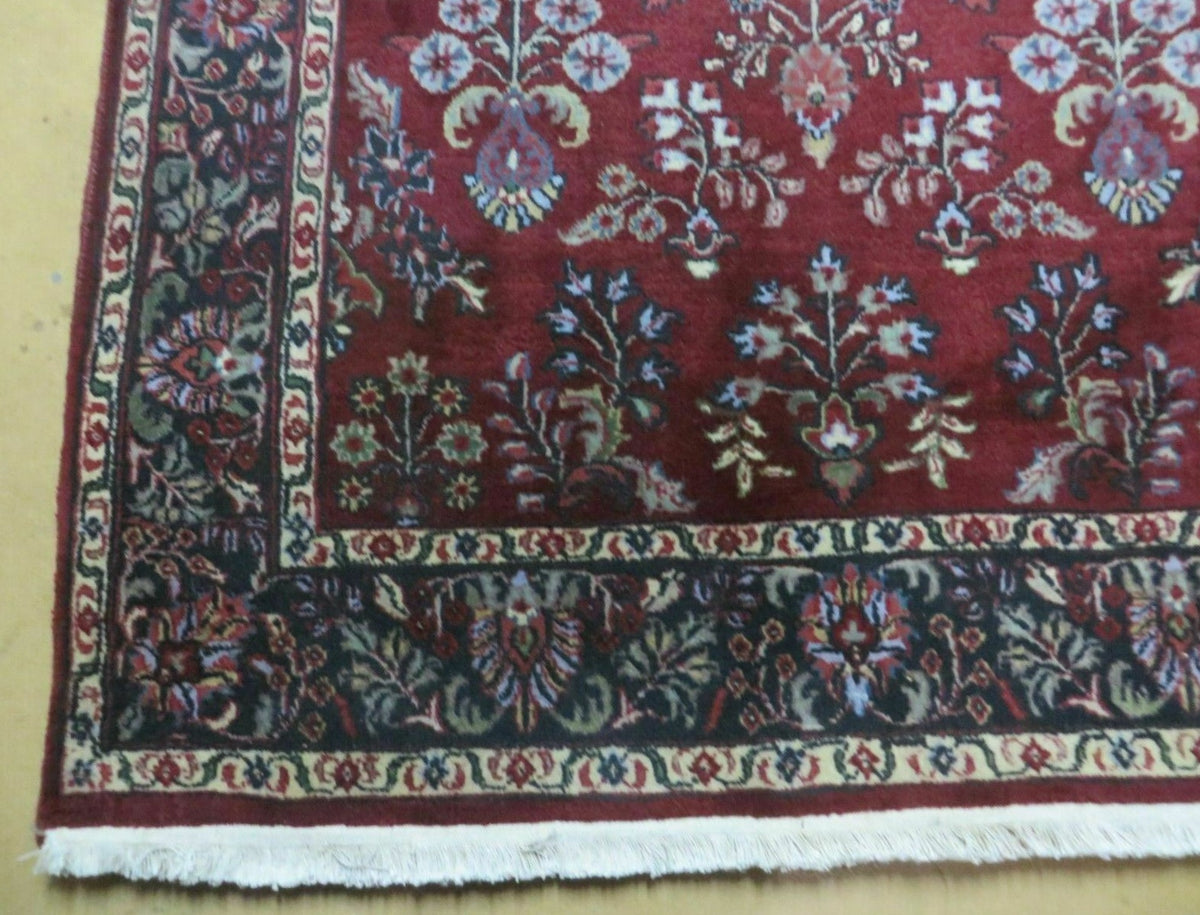 Indo Persian Rug 4x7, Floral India 4' 1" x 6' 6" in Dark Red and Navy - 2605J050