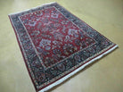 Indo Persian Rug 4x7, Floral India 4' 1" x 6' 6" in Dark Red and Navy - 2605J050