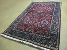 Indo Persian Rug 4x7, Floral India 4' 1" x 6' 6" in Dark Red and Navy - 2605J050