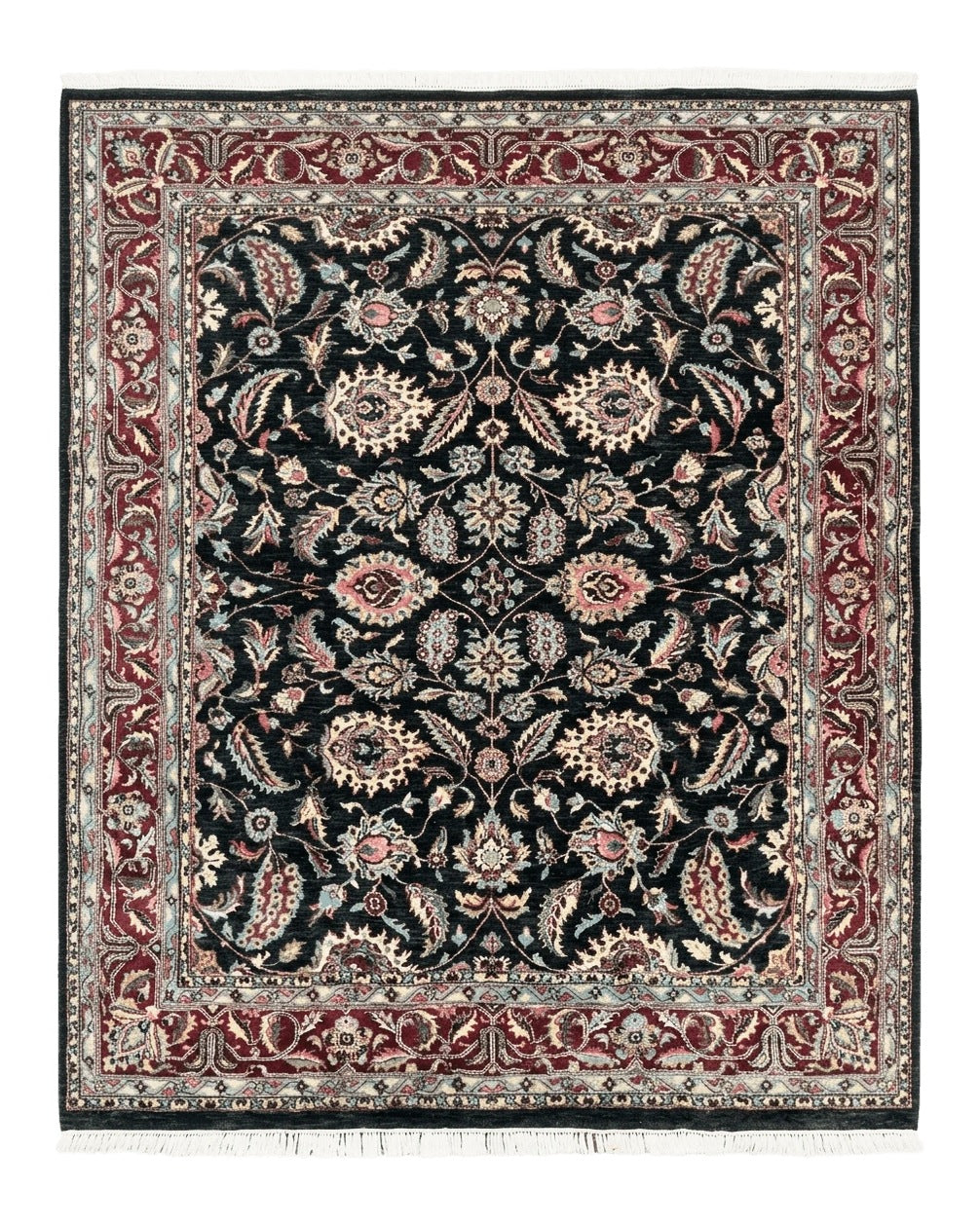 Indo Persian Rug 8x10, Nourison Carpet, Floral, Hand Knotted Vintage Wool Rug India 7.8x9.8 - 2308L097
