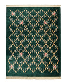 Karastan Garden of Eden Rug 8.8 x 11.8, Green Savonnerie 509/1733, Original Discontinued Karastan Rug, Floral Panel Wool Rug, Vintage Carpet USA 8.7x11.7 - 2208L007