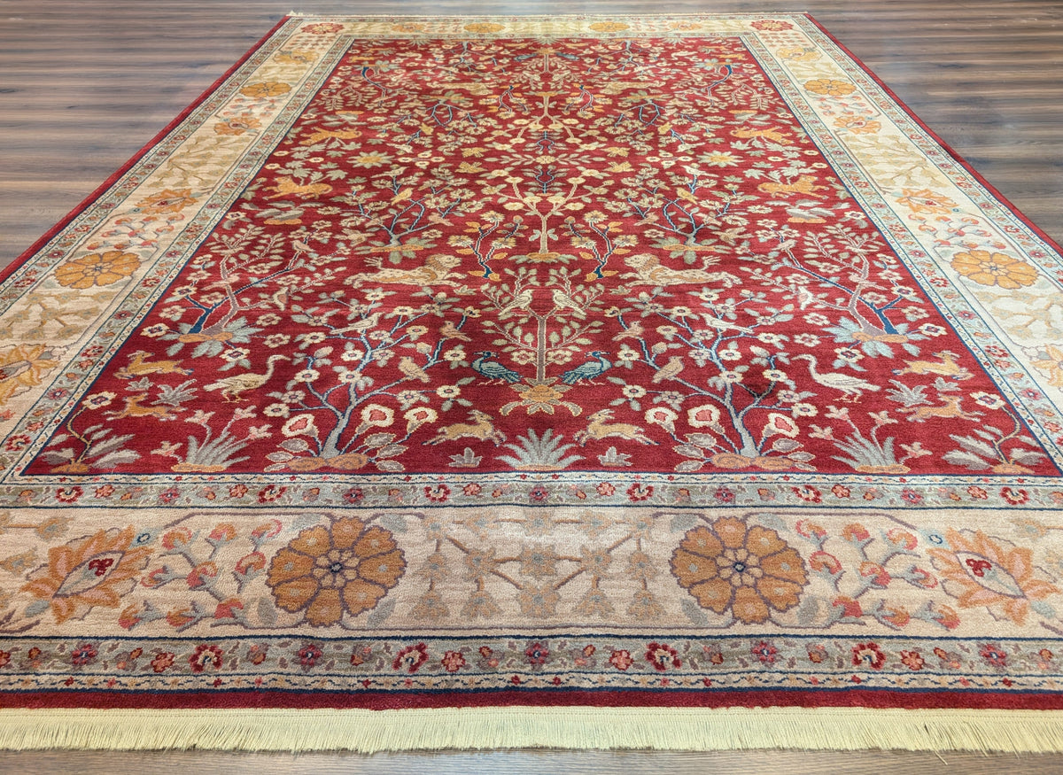 Karastan Rug 9x12, Antique Legends Emperor's Hunt 2200-204, Wool, Vintage Discontinued USA 8' 8" x 12' in Red, Light Tan - 2603L088