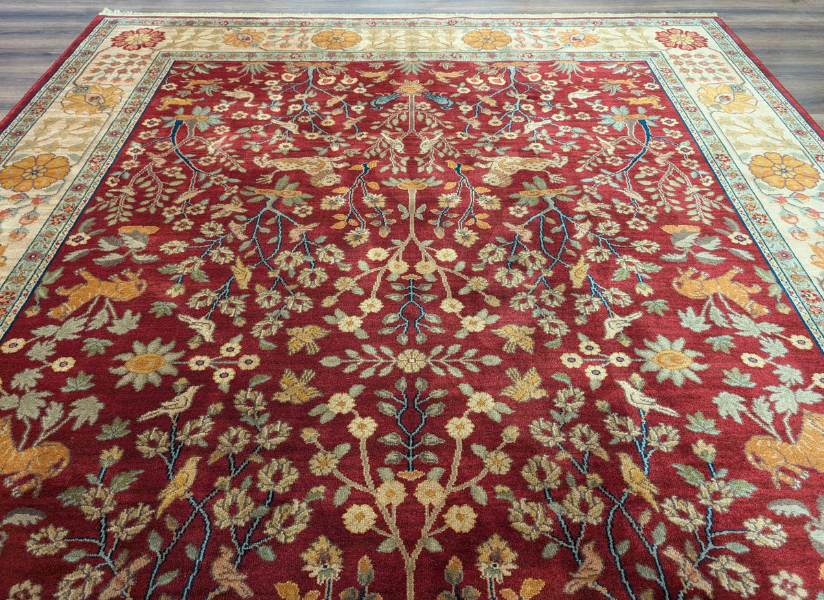 Karastan Rug 9x12, Antique Legends Emperor's Hunt 2200-204, Wool, Vintage Discontinued USA 8' 8" x 12' in Red, Light Tan - 2603L088