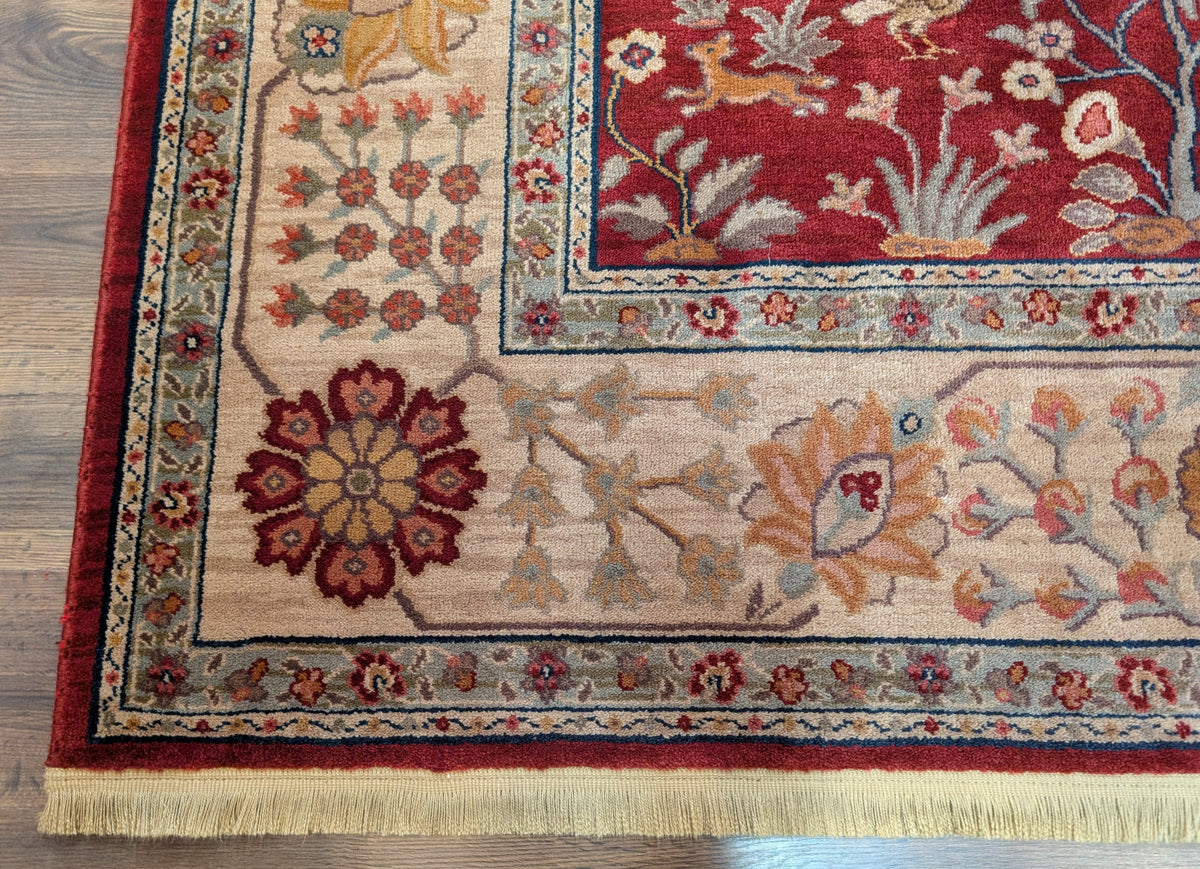 Karastan Rug 9x12, Antique Legends Emperor's Hunt 2200-204, Wool, Vintage Discontinued USA 8' 8" x 12' in Red, Light Tan - 2603L088