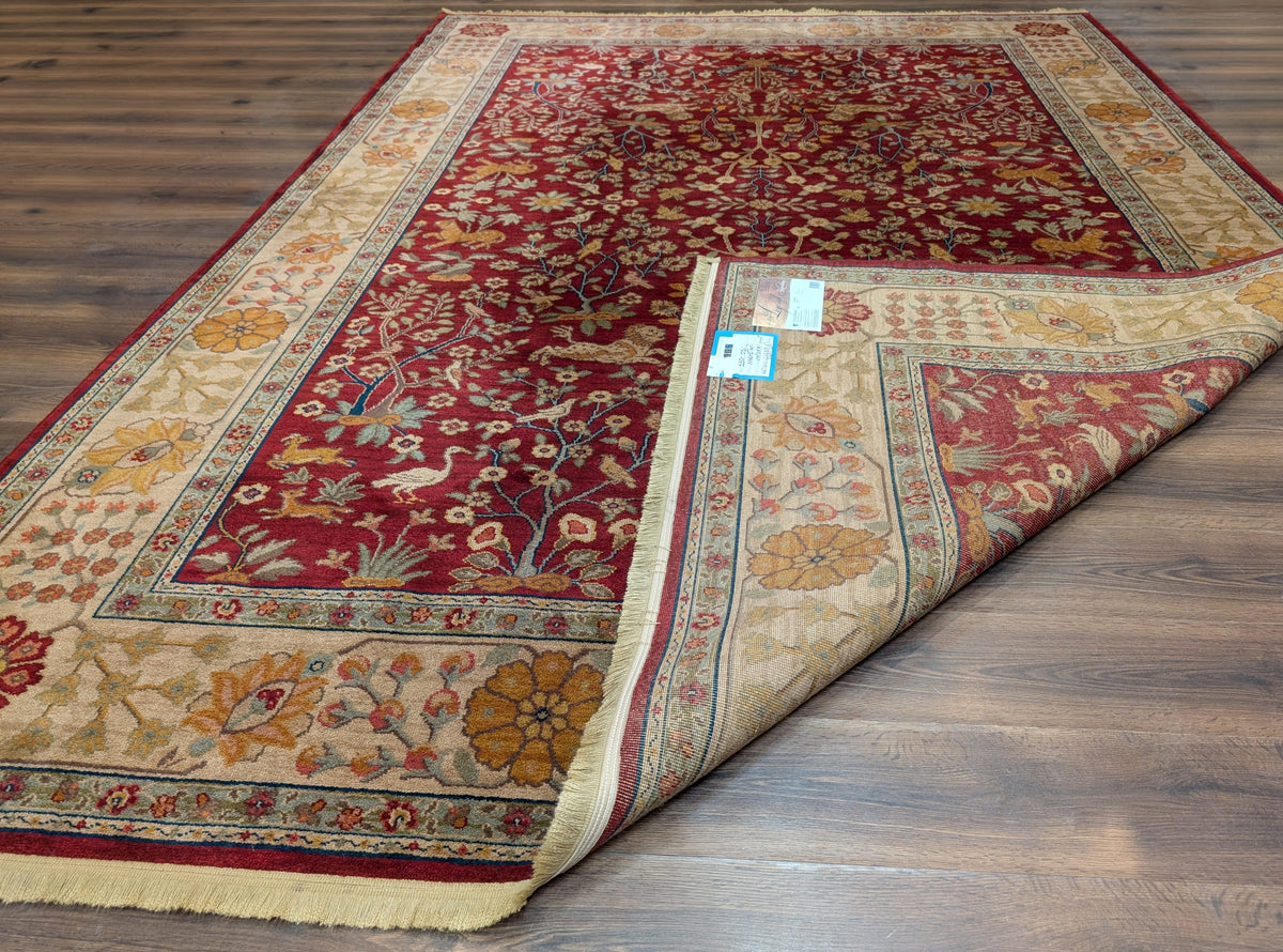 Karastan Rug 9x12, Antique Legends Emperor's Hunt 2200-204, Wool, Vintage Discontinued USA 8' 8" x 12' in Red, Light Tan - 2603L088
