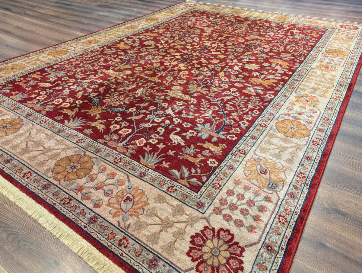Karastan Rug 9x12, Antique Legends Emperor's Hunt 2200-204, Wool, Vintage Discontinued USA 8' 8" x 12' in Red, Light Tan - 2603L088