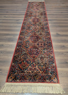 Karastan Runner Rug 2.6 x 12, Multicolor Panel Kirman #717, Wool, Rare USA 2' 6" x 12' in Red, Blue, Light Yellow, Light Green, Teal, Ivory, Multicolor - 2605L002