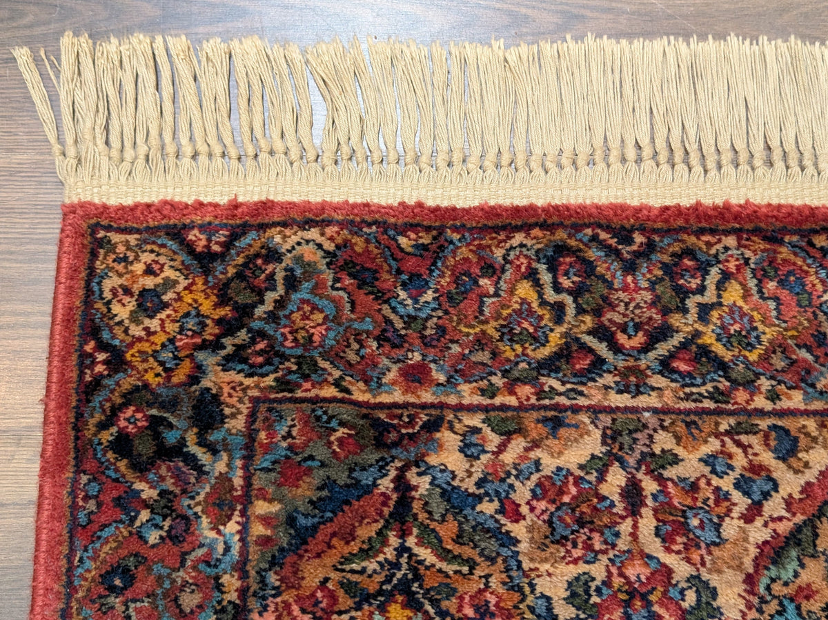 Karastan Runner Rug 2.6 x 12, Multicolor Panel Kirman #717, Wool, Rare USA 2' 6" x 12' in Red, Blue, Light Yellow, Light Green, Teal, Ivory, Multicolor - 2605L002