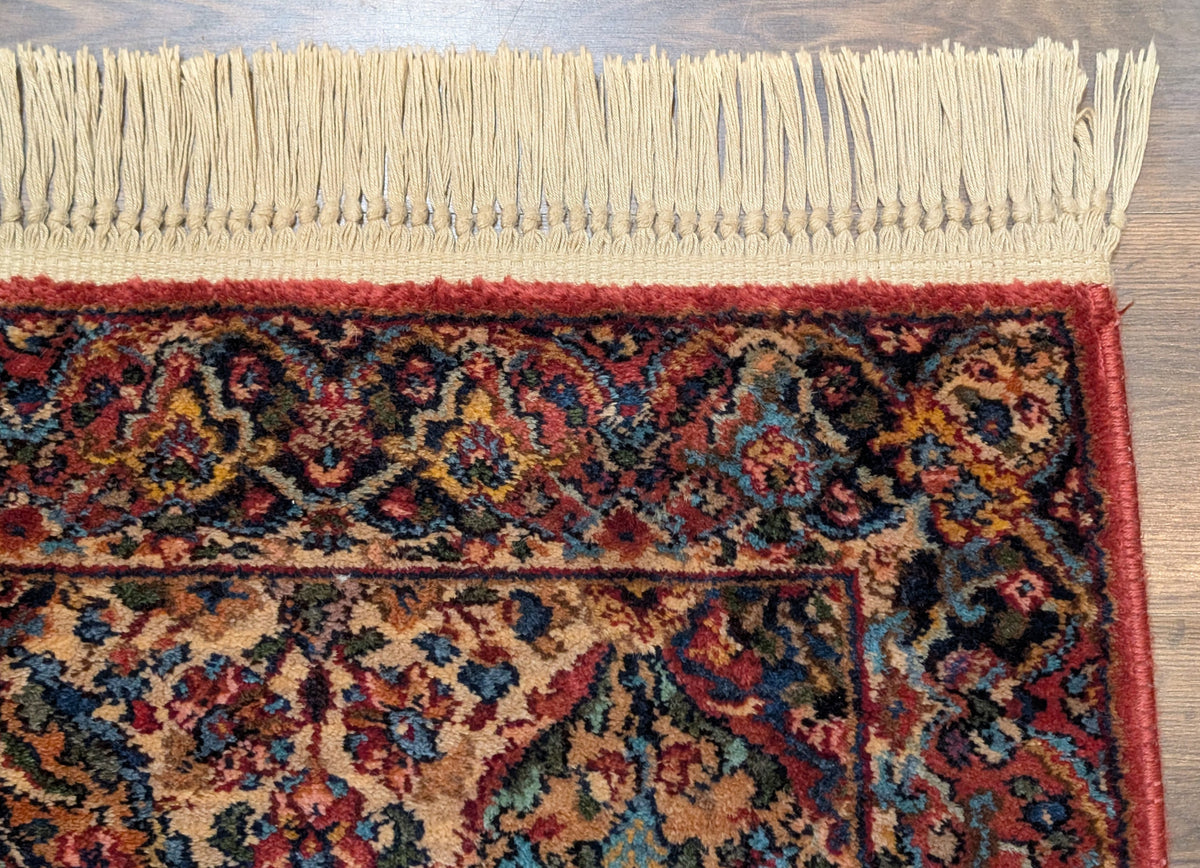 Karastan Runner Rug 2.6 x 12, Multicolor Panel Kirman #717, Wool, Rare USA 2' 6" x 12' in Red, Blue, Light Yellow, Light Green, Teal, Ivory, Multicolor - 2605L002