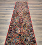 Karastan Runner Rug 2.6 x 12, Multicolor Panel Kirman #717, Wool, Rare USA 2' 6" x 12' in Red, Blue, Light Yellow, Light Green, Teal, Ivory, Multicolor - 2605L002