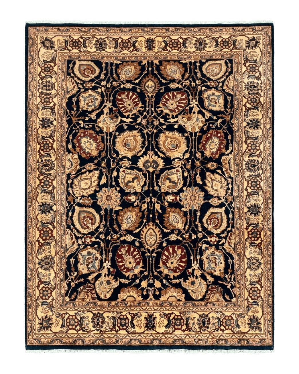 Pak Persian Bidjar Rug 10x13, Midnight Blue and Tan Pakistani Carpet Pakistan 10x13.3 - 2409L038