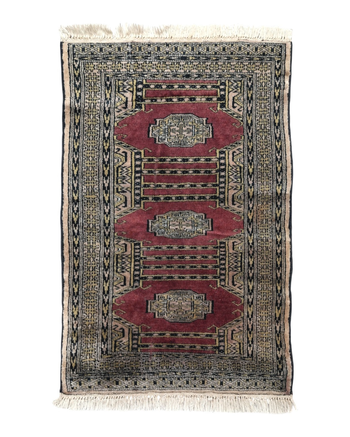 Pakistani Bokhara Rug 2x3, Geometric, Small Wool Turkoman Accent Rug, Tribal Pakistan 2' 4" x 3' - 2601L008