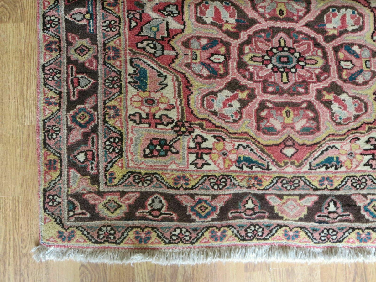 Persian Heriz Ahar Runner 3' 9" x 10' 6" Azerbaijan 3' 9" x 10' 6" in Rose and Charcoal, Teal, Ivory - 2605J016