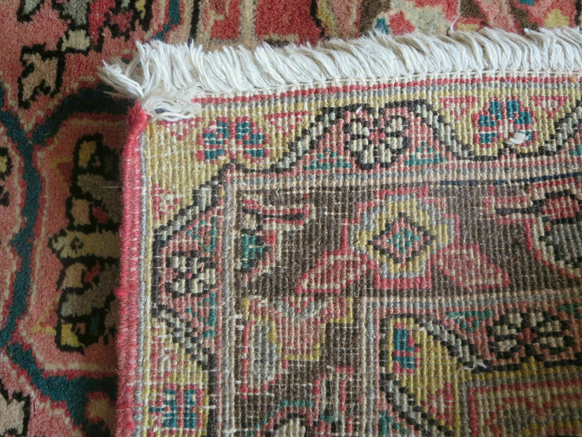 Persian Heriz Ahar Runner 3' 9" x 10' 6" Azerbaijan 3' 9" x 10' 6" in Rose and Charcoal, Teal, Ivory - 2605J016