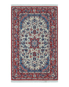 Persian Isfahan Rug 3x5 Azerbaijan 3' x 5' in Ivory//Cream, Red, Blue - 2605J047