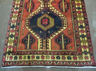 Persian Runner Rug 3x7, Tribal Geometric, Semi Antique Azerbaijan 3' 4" x 7' in Terracotta Red and Navy Blue - 2605J007