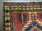 Persian Runner Rug 3x7, Tribal Geometric, Semi Antique Azerbaijan 3' 4" x 7' in Terracotta Red and Navy Blue - 2605J007