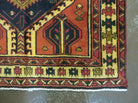 Persian Runner Rug 3x7, Tribal Geometric, Semi Antique Azerbaijan 3' 4" x 7' in Terracotta Red and Navy Blue - 2605J007