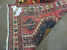 Persian Runner Rug 3x7, Tribal Geometric, Semi Antique Azerbaijan 3' 4" x 7' in Terracotta Red and Navy Blue - 2605J007