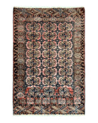 Persian Turkoman Rug 4x6, Wool Hand Knotted Antique Bokhara Carpet, Red Pink, Handmade Tribal Oriental Rug 4 x 6 ft Turkmenistan 3' 8" x 5' 7" - 2305L074