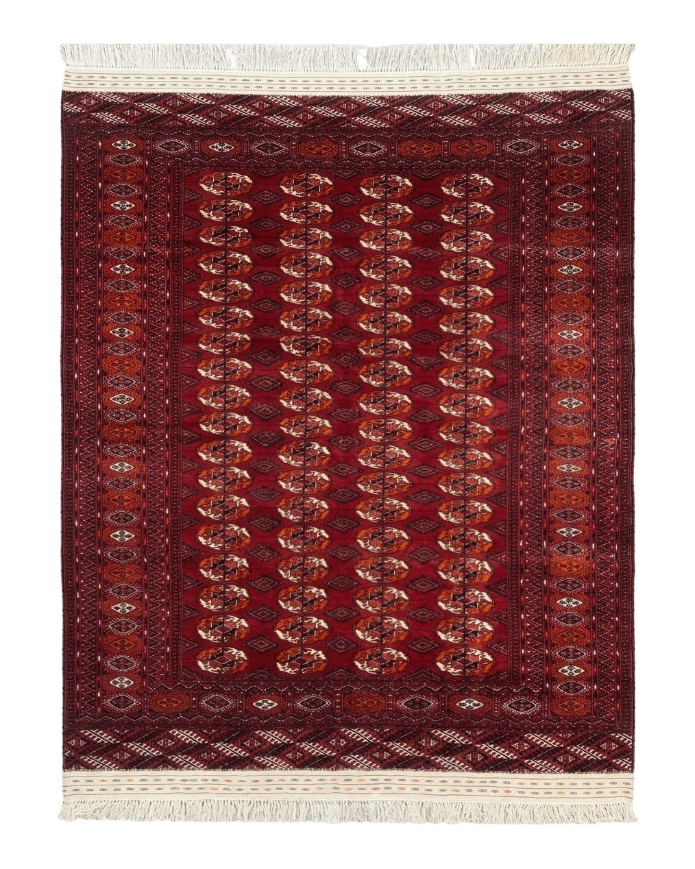Persian Turkoman Rug 7x9, Red Tribal Carpet Azerbaijan 7' 3" x 9' 5" - 2407L072