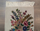 Small Persian Tabriz Vase Pictorial Rug 1x2, Accent Rug, Fine 320 KPSI Azerbaijan 1' 5" x 2' in Ivory and Multicolor - 2603L094