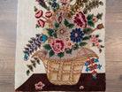 Small Persian Tabriz Vase Pictorial Rug 1x2, Accent Rug, Fine 320 KPSI Azerbaijan 1' 5" x 2' in Ivory and Multicolor - 2603L094
