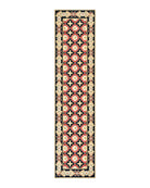 Vintage Runner Rug 3.5 x 14, Long Runner Rug, Stark Custom Made Carpet, European Design, Red Black Ivory Tan, Long Rug for Hallway