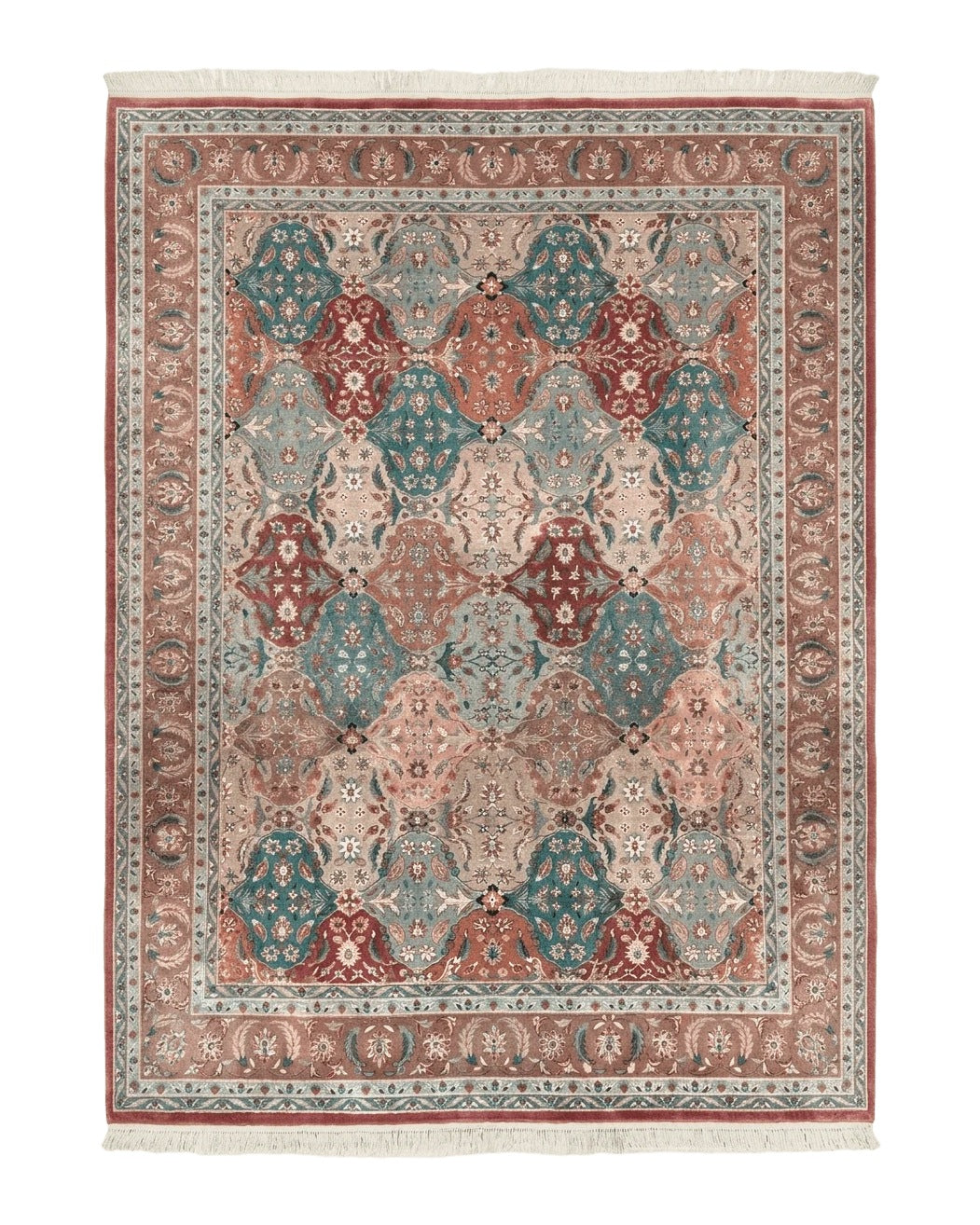 Sino Persian Rug 10x14, Multicolor Panel Design, Wool Handmade Vintage Large Rug