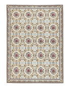 Chinese Needlepoint Rug 8x11, Handmade Wool Needlepoint Carpet, Vintage, Sky Blue