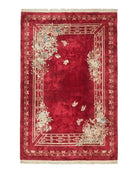 Palace Size Chinese Wool Rug 12x18, Red Art Deco Chinese Carving Carpet, Butterflies Flowers