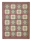 Needlepoint Rug 9x12, Panel Design, Burgundy Taupe, Elegant
