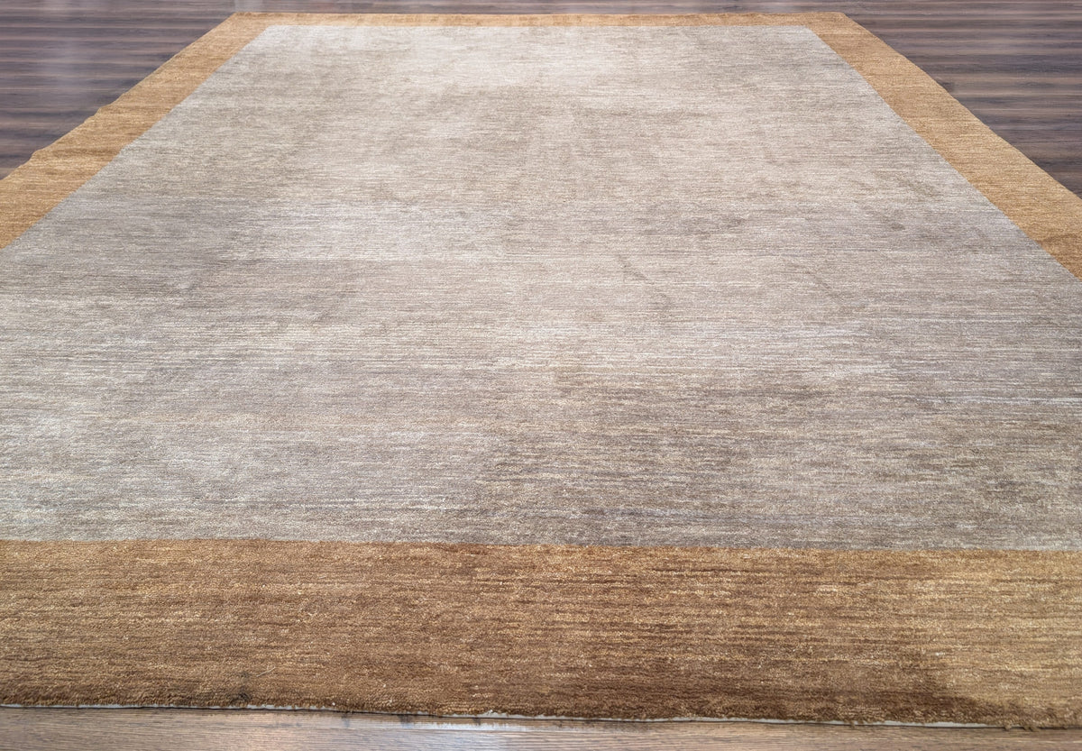 Tibetan Modern Rug 10x12, Minimalist, Open Field, Odegard, Wool, Contemporary, Gray Tibet 10' x 12' 3" in Silver-Gray and Gold - 2603L085