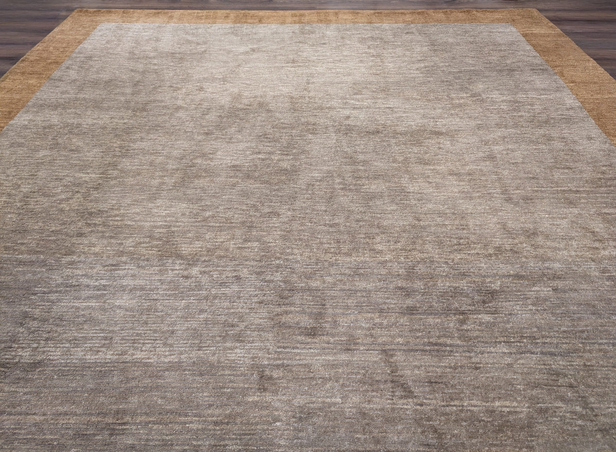 Tibetan Modern Rug 10x12, Minimalist, Open Field, Odegard, Wool, Contemporary, Gray Tibet 10' x 12' 3" in Silver-Gray and Gold - 2603L085