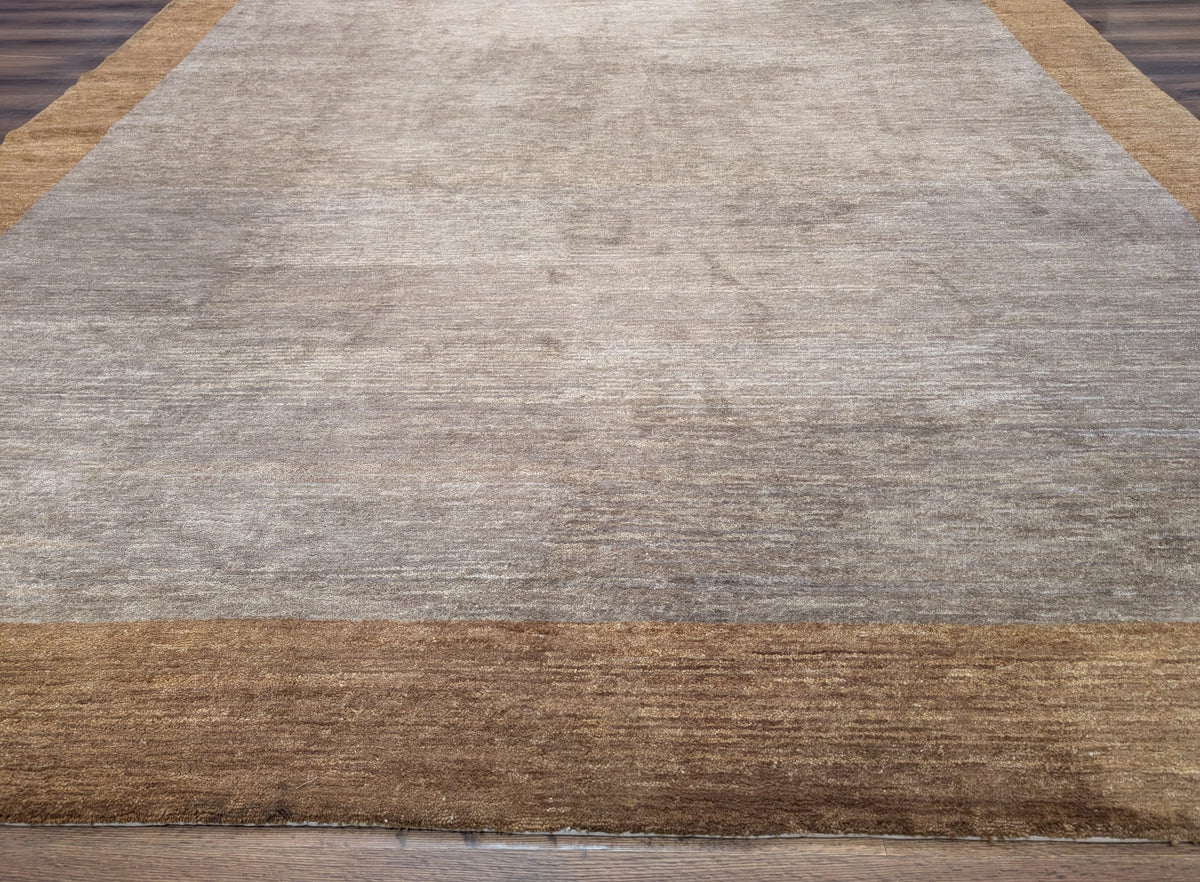 Tibetan Modern Rug 10x12, Minimalist, Open Field, Odegard, Wool, Contemporary, Gray Tibet 10' x 12' 3" in Silver-Gray and Gold - 2603L085