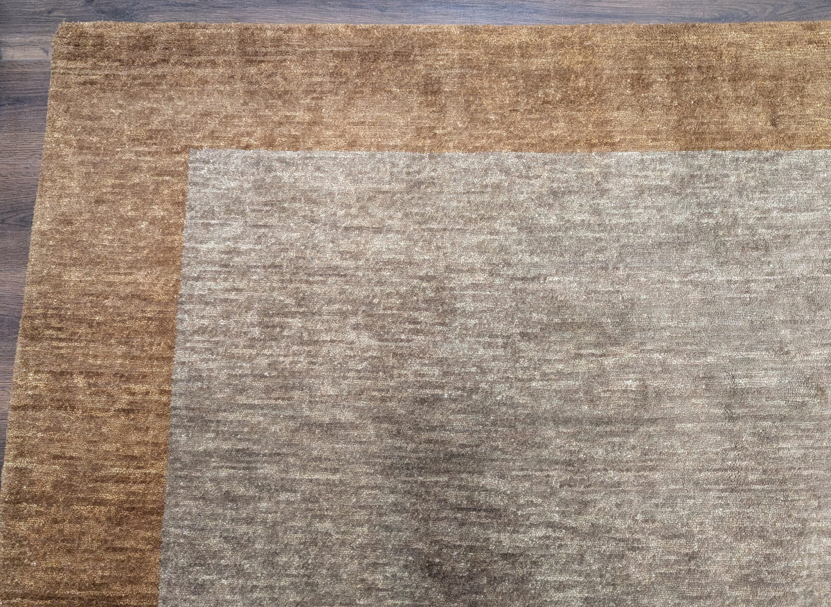 Tibetan Modern Rug 10x12, Minimalist, Open Field, Odegard, Wool, Contemporary, Gray Tibet 10' x 12' 3" in Silver-Gray and Gold - 2603L085