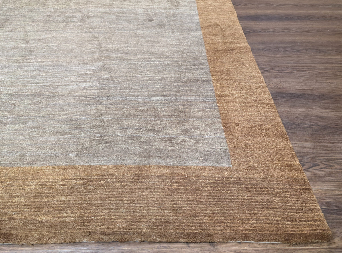 Tibetan Modern Rug 10x12, Minimalist, Open Field, Odegard, Wool, Contemporary, Gray Tibet 10' x 12' 3" in Silver-Gray and Gold - 2603L085