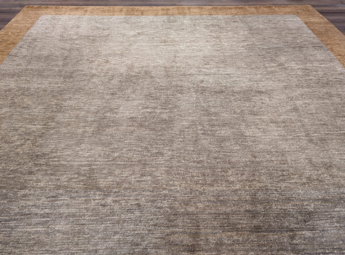 Tibetan Modern Rug 10x12, Minimalist, Open Field, Odegard, Wool, Contemporary, Gray Tibet 10' x 12' 3" in Silver-Gray and Gold - 2603L085