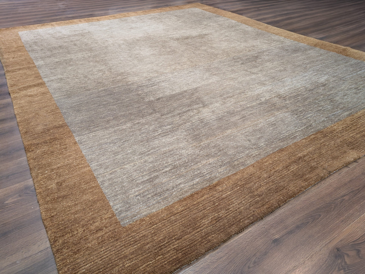 Tibetan Modern Rug 10x12, Minimalist, Open Field, Odegard, Wool, Contemporary, Gray Tibet 10' x 12' 3" in Silver-Gray and Gold - 2603L085