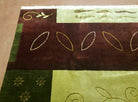Tibetan Rug 6x9, Modern Abstract Tibet 6' 1" x 8' 11" in Cream and Burgundy, Green - 2605J003