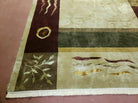 Tibetan Rug 6x9, Modern Abstract Tibet 6' 1" x 8' 11" in Cream and Burgundy, Green - 2605J003