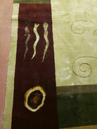 Tibetan Rug 6x9, Modern Abstract Tibet 6' 1" x 8' 11" in Cream and Burgundy, Green - 2605J003